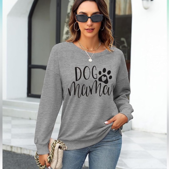 Dog Mom Sweatshirt Women Dog Mama Cute Dog Paw  graphic Dog Lover Pullover - Picture 2 of 9